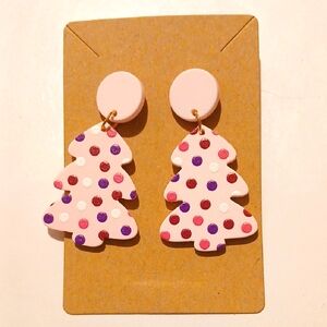 Fashion Jewelry Pink Christmas Tree Earrings